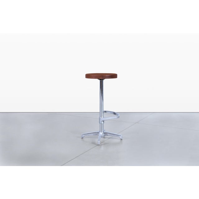 Silver Vintage Walnut and Aluminum Bar Stools For Sale - Image 8 of 12