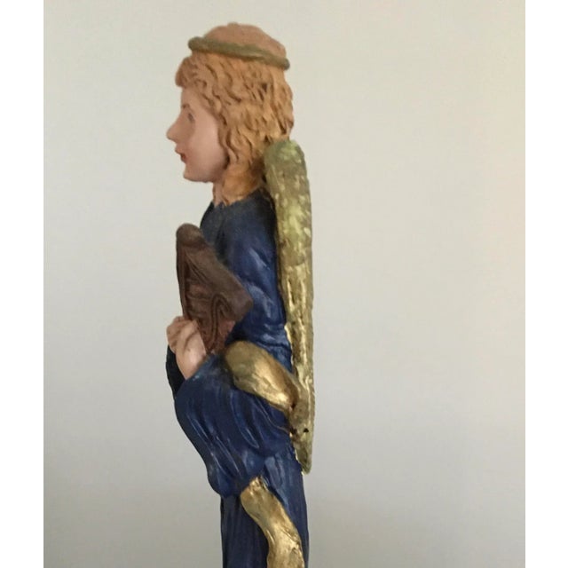 Vintage 1950s Hand Painted Chalkware Angel With Harp For Sale - Image 11 of 12