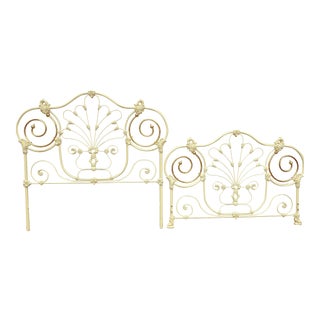 Queen Size Iron Enameled Head & Footboard For Sale