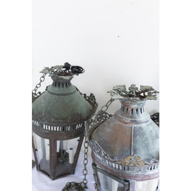 19th Century French Copper Lanterns Newly Wired - a Pair For Sale - Image 16 of 17