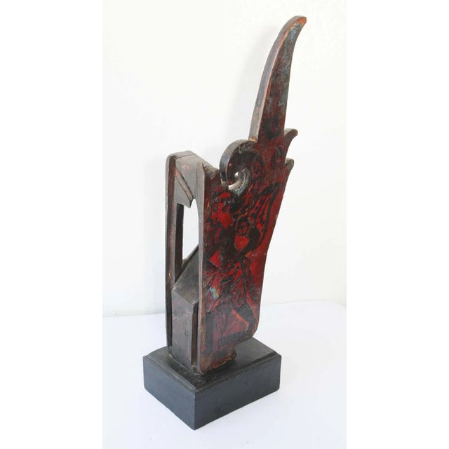 Architectural Hand Carved Wood Temple Fragment For Sale - Image 9 of 12