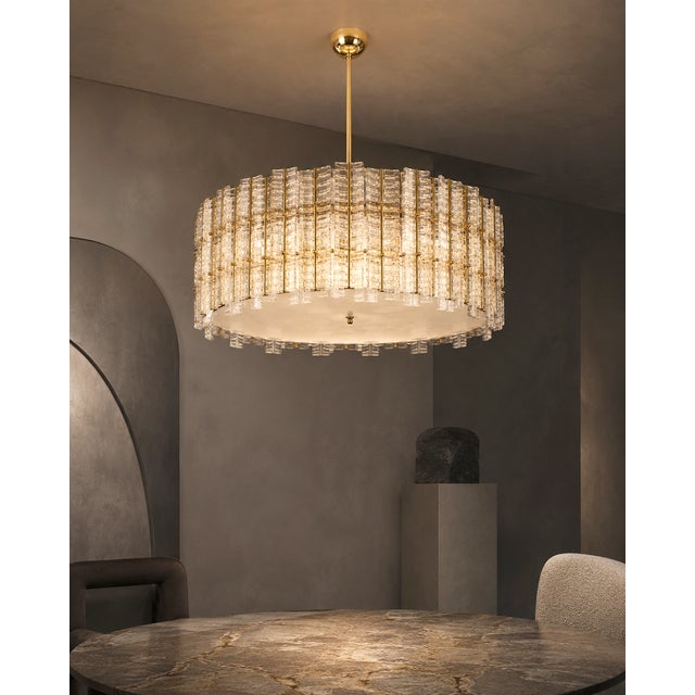 2020s Contemporary Modern Italian “Tropical” Murano Glass Gold Round Chandelier by Simoeng For Sale - Image 5 of 5