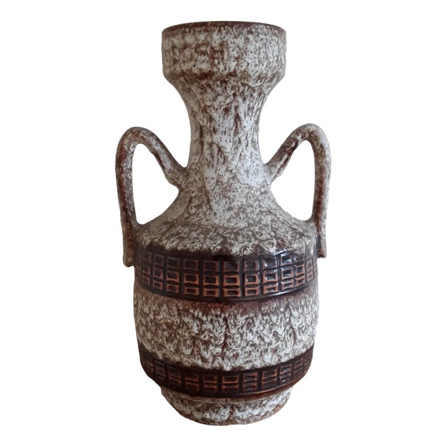 Vintage Braun Beige Ceramic Vase with Double Handle, 1970s For Sale