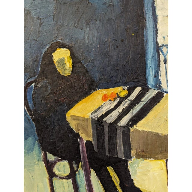 1962 Mid-Century Modern "The Lonely Diner" Vintage Swedish Figurative Oil Painting, Framed For Sale - Image 9 of 12
