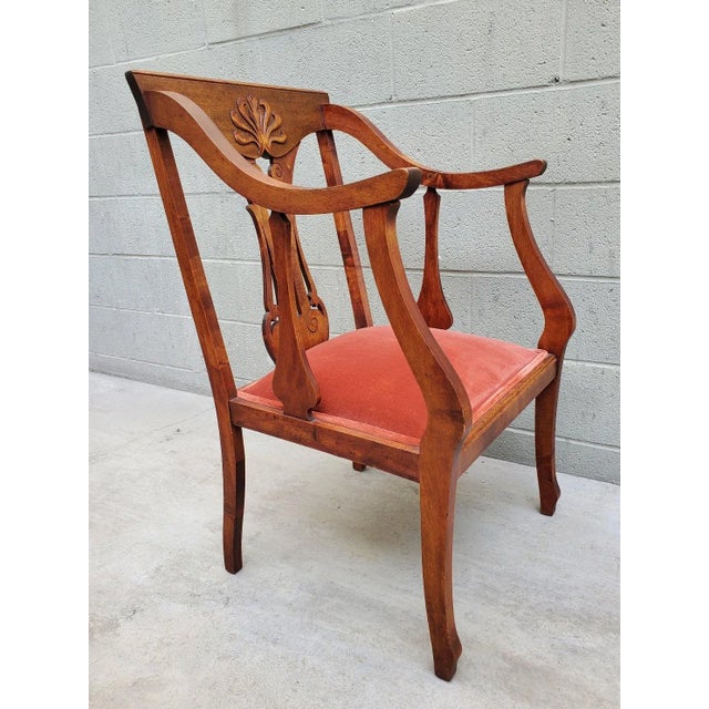 Chestnut 1940s Newspaper Reading Chair With Velvet Seat For Sale - Image 8 of 12