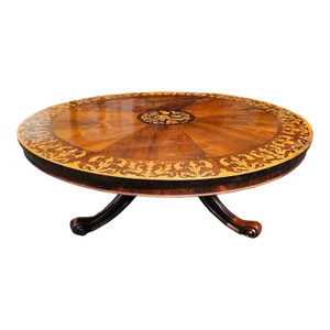 Antique 19th Century English Victorian Rosewood Tilt-Top Marquetry Coffee Table