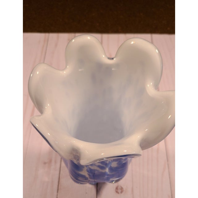 Add a stylish touch of vintage European-inspired décor with this **Royal Gallery Polish Glass 8.5" White & Blue Speckled...