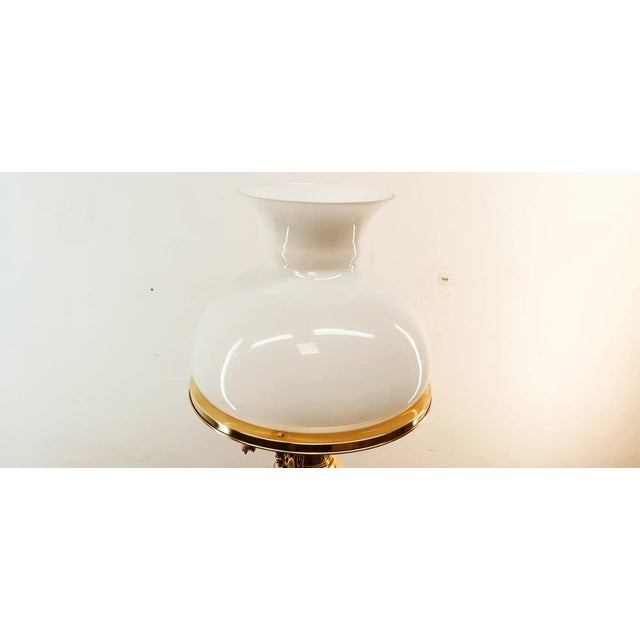 Metal Brass and Opal Glass Floor Lamp For Sale - Image 7 of 18