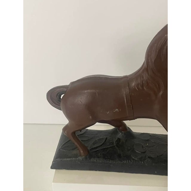 Victorian Antique Cast Metal Horse Statue – Early 20th Century Spelter Clock Topper Figurine For Sale - Image 3 of 11