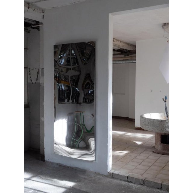 Distorting Vertical Mirror in Polished Stainless Steel by Julien Vidame For Sale - Image 3 of 10