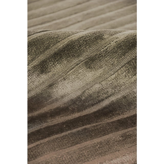 Gail hand loomViscose Khaki Rug - 9'x12' For Sale - Image 4 of 5