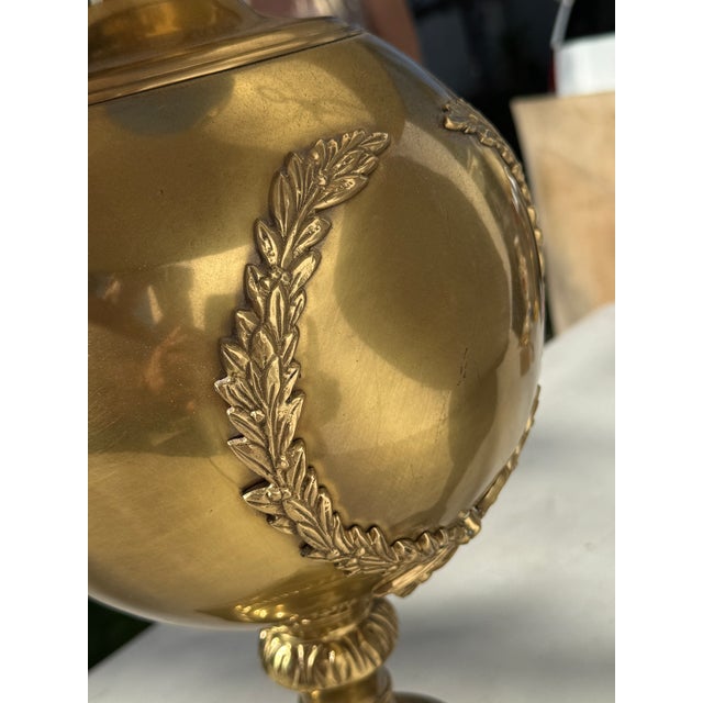 Mid 20th Century Large Gold Neoclassical Hollywood Regency Lamp With Custom Shade For Sale - Image 11 of 18