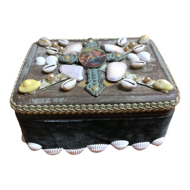 Antique French Folk Art Keepsake Box For Sale