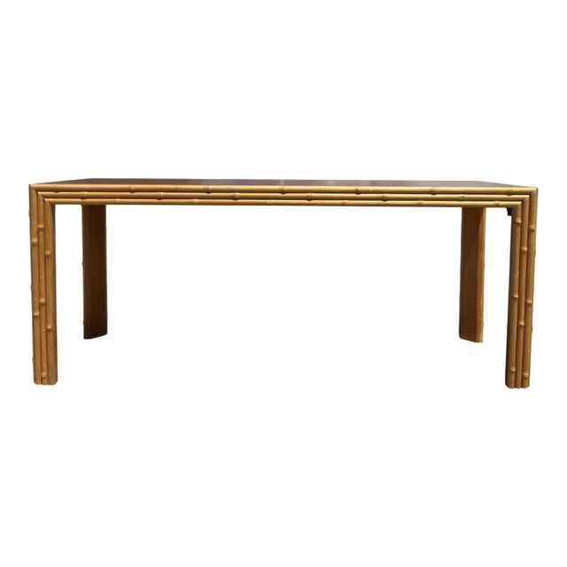 1980s Vintage McGuire Style Bamboo and Burl Console Table For Sale - Image 5 of 6