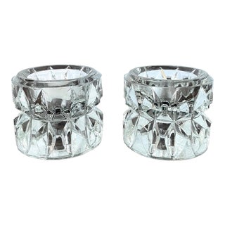 Art Deco Mid-Century Modern Glass Double Duty Flip Taper & Tealight Candle Holders - Set of 2 For Sale
