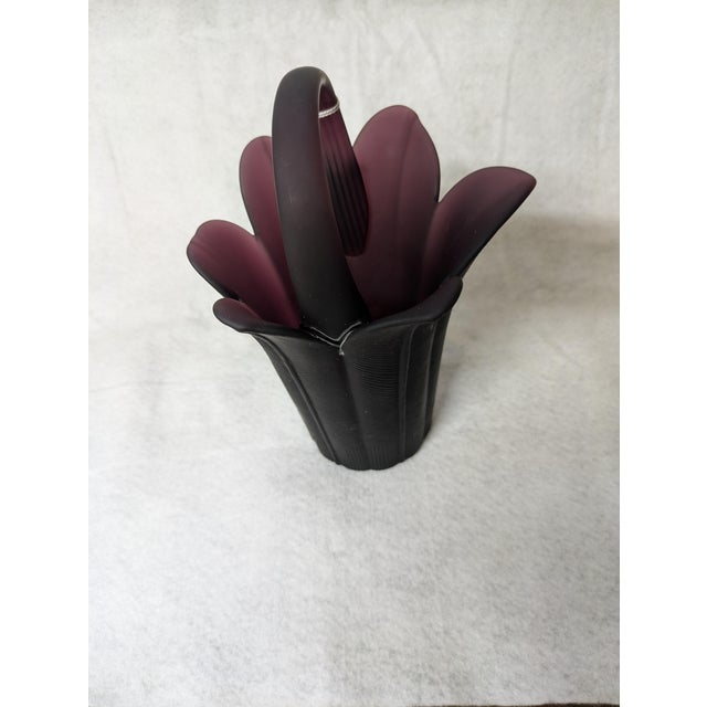 Makisa plum vase. Frosted glass in excellent condition.