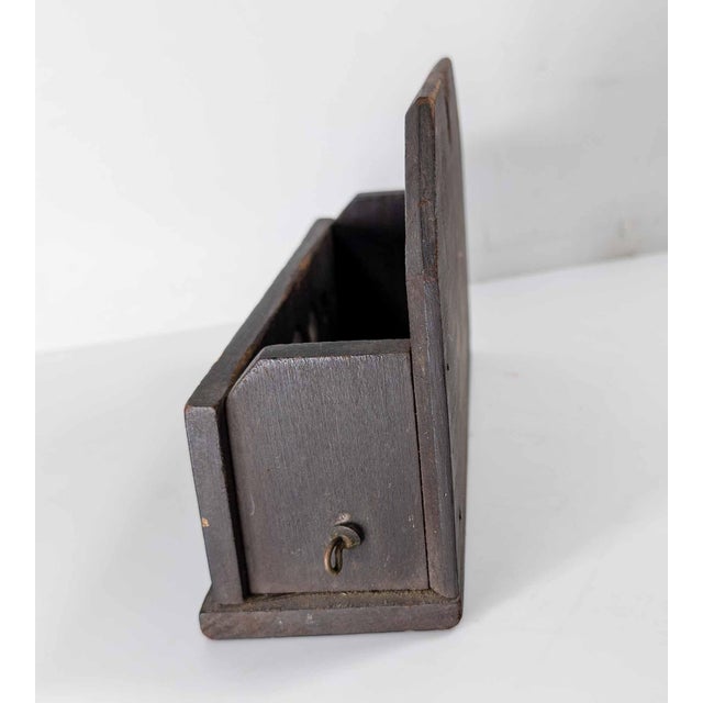 Wood 19th Century Primitive Farmhouse Black Painted Wall Mail or Letter Shelf For Sale - Image 7 of 12