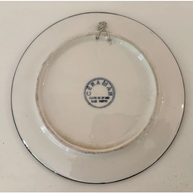 Blue Spanish Ceramar Talavera Vintage Wall Plate Hand-Painted 7 In. Polychrome Colors For Sale - Image 8 of 12