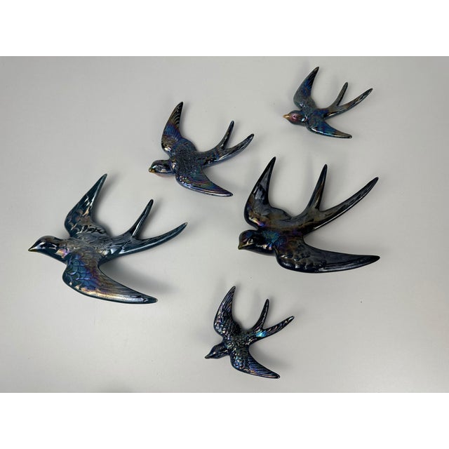 Mid-Century Modern German Ceramic Wall Swallows, 1960s, Set of 7 For Sale - Image 3 of 18