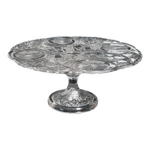 1950s Vintage French Cut Glass Cake Stand