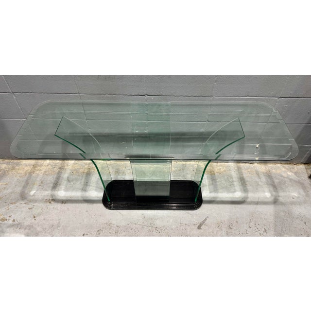 Late 20th Century (Two Available) Vintage Modern Modernage Bent Glass 6 Piece Console Table For Sale - Image 5 of 10