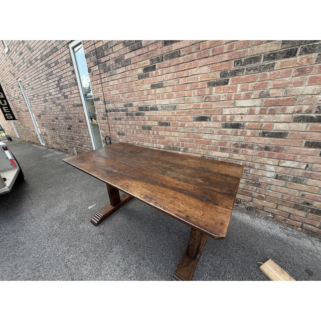 19th Century Oak Trestle Table For Sale - Image 11 of 13