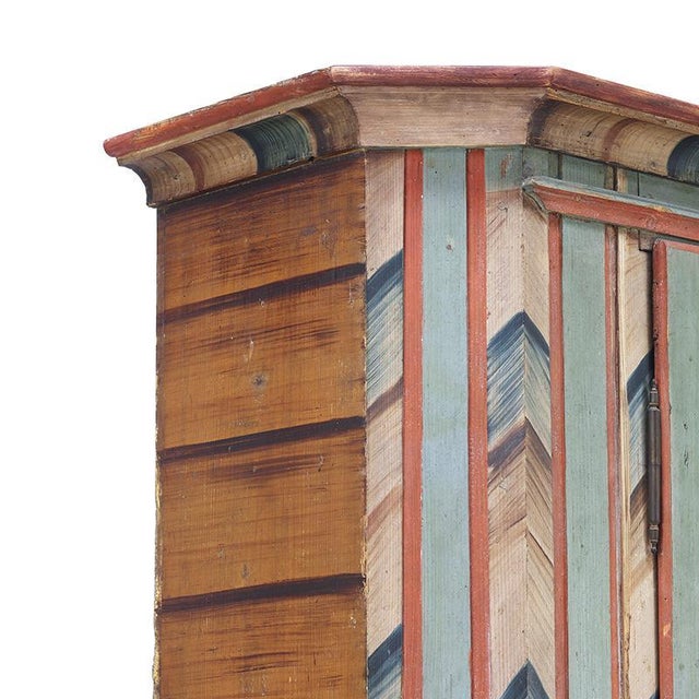 Folk Art Rustic Farmhouse Painted Bridal Cabinet, 1825 For Sale - Image 14 of 16
