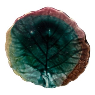 English Majolica Leaf Butter Pat Circa 1890 For Sale