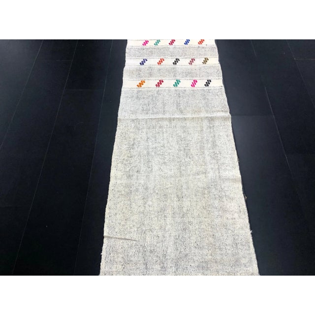 Natural Turkish Handwoven Organic Kilim Runner Rug For Sale - Image 10 of 11