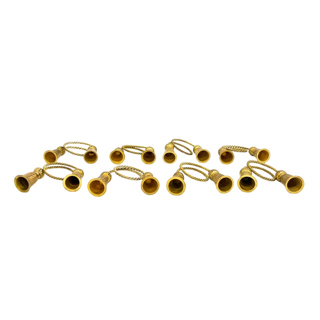 Late 20th Century Set of 8 Solid Brass Tassel Napkin Rings – Hollywood Regency / Traditional For Sale - Image 10 of 10