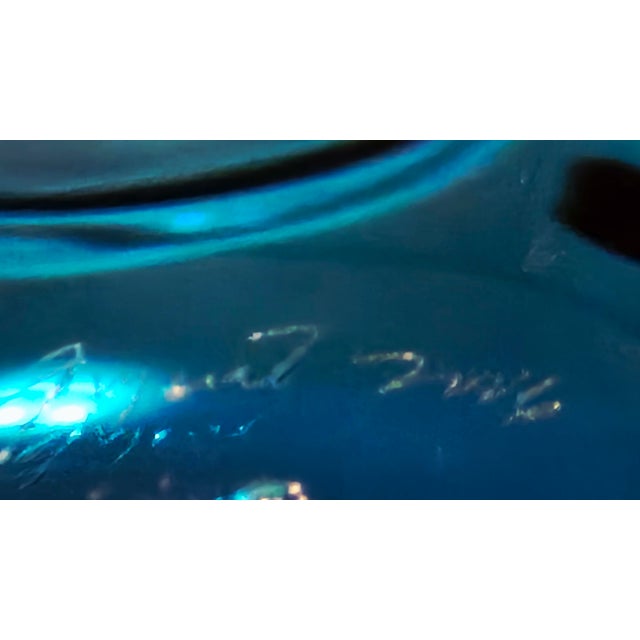 Sharon Fujimoto Studio Art Glass Vase – Deep Blue With Geometric Inclusions For Sale - Image 10 of 11