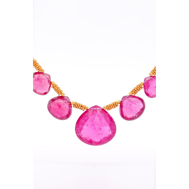 Contemporary Vintage Gia Certified 120 Carat Pear-Shape Pink Rubellite Tourmaline Necklace For Sale - Image 3 of 7