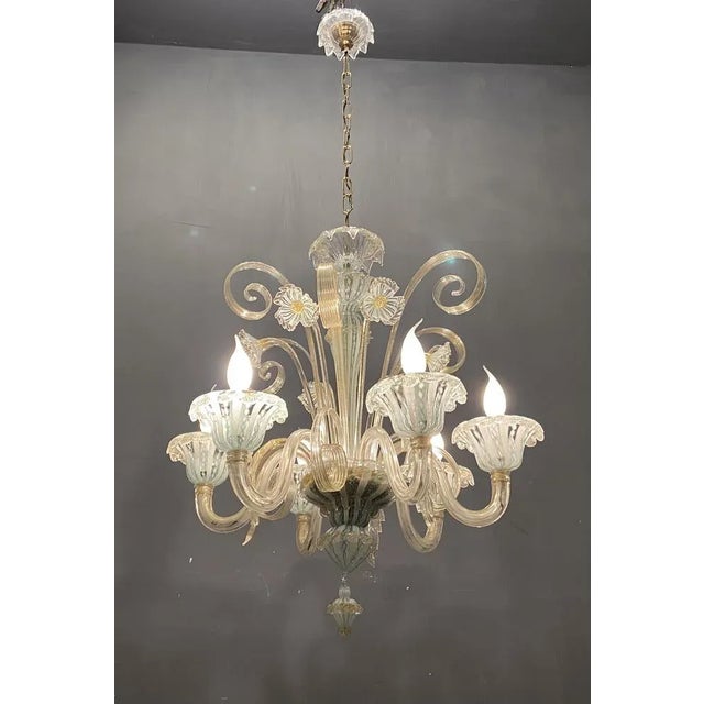 Gold Venetian Murano Art Glass Chandelier from Venini For Sale - Image 8 of 12