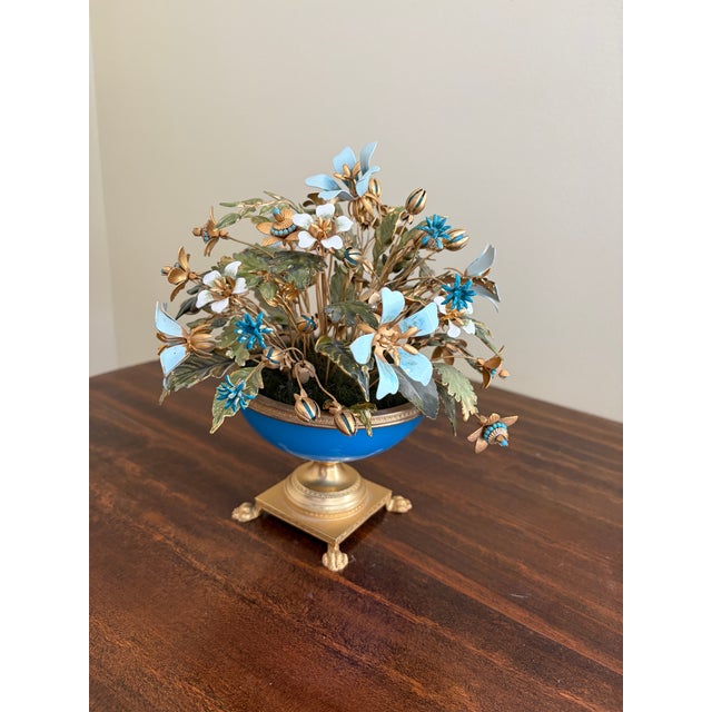 A gorgeous arrangement of enamel flowers, "Fleurs Des Siecles" By Jane Hutcheson for Gotham Circa 1970s Enamel flowers, in...