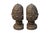 A pair of large pineapple finial shaped bookends. Cast alabaster with a tin glaze, each pineapple has a leafy crown and...