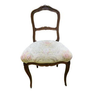 Late 19th Century French Provincial Hand Carved Small Side Chair in Walnut
