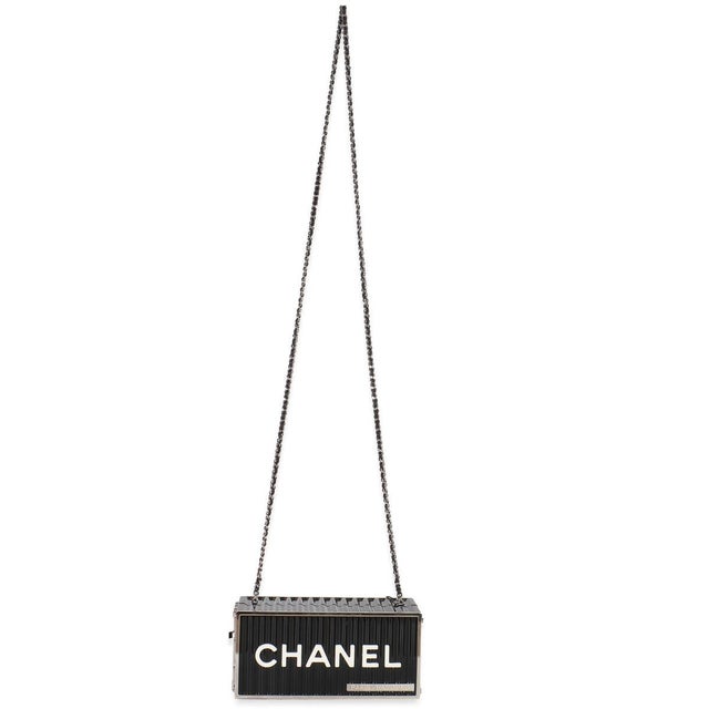 Black 18A Black Lucite Paris Hamburg Minaudiere Shipping Container Clutch For Sale - Image 8 of 9