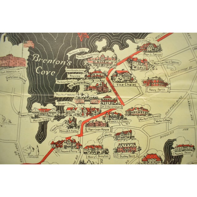 White "Newport's Famous Ten Mile Drive" C1939 Map For Sale - Image 8 of 12