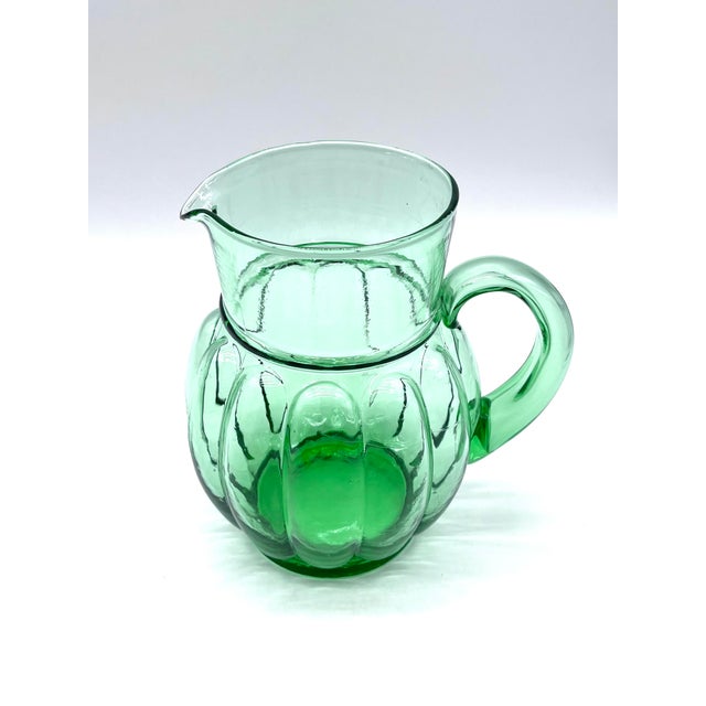 Emerald Green Anchor Hocking Glass Jug, 1930s For Sale - Image 4 of 13
