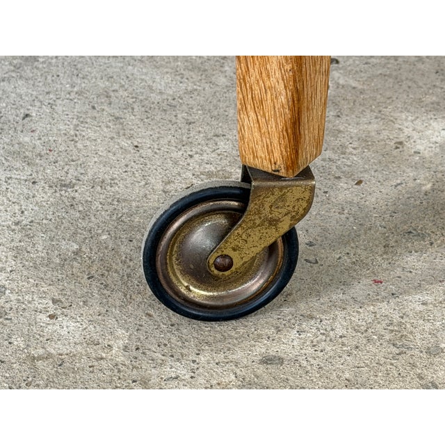 Brown Vintage Danish Oak Tile-Top Bar Trolley by Henning Kjærnulf, 1960s For Sale - Image 8 of 9