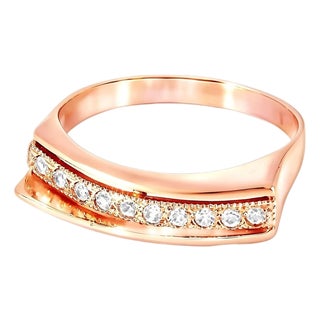 Late 20th Century 14K Pink Rose Gold Diamond Wedding Band Ring, Size 8.75 For Sale