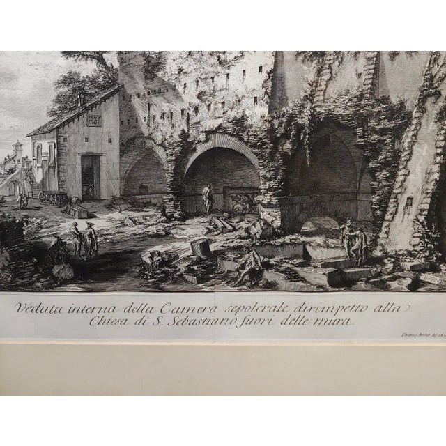 Textile Giovanni Battista Piranesi -Veduta Chiesa San Sebastiano -18th Century Etching For Sale - Image 7 of 11