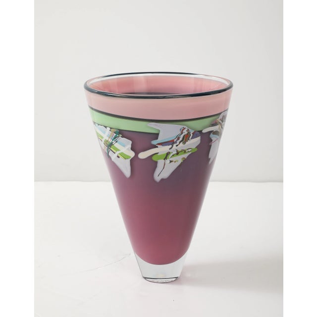 1981 Rick Bernstein Art-Glass Modernist Vase For Sale - Image 11 of 11