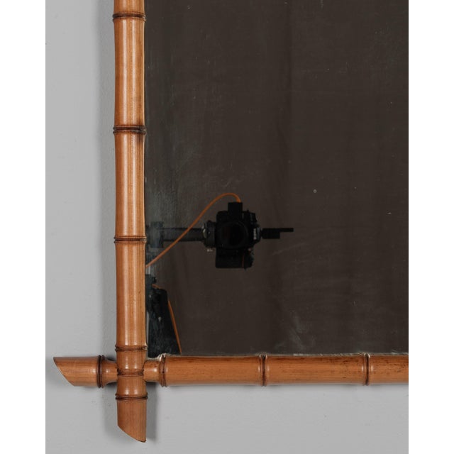 French Faux Bamboo Cherry Wood Mirror 27.5" X 37.5" For Sale - Image 4 of 6