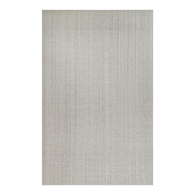 2010s Rug & Kilim’s Modern Rug in Solid Gray and Off-White Striae - 12x19 For Sale