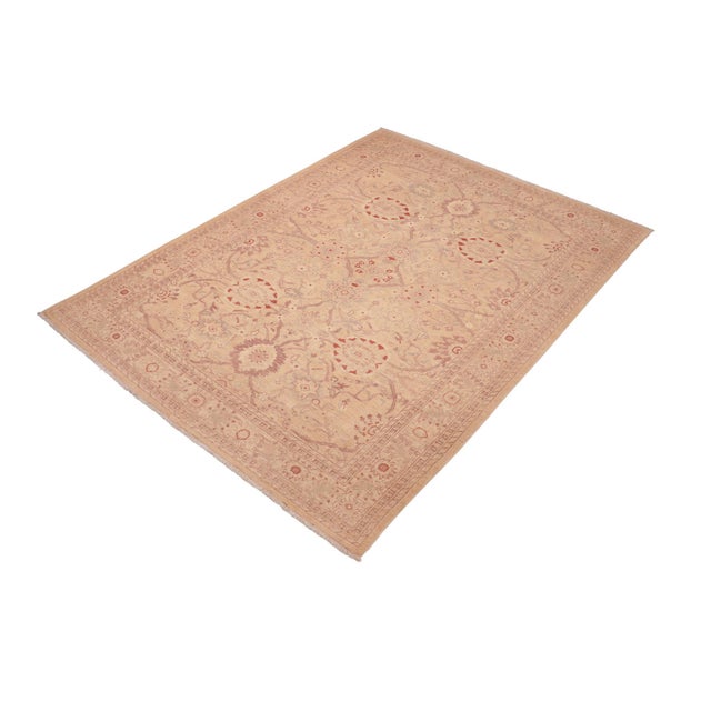 Shabby Chic Shabby Chic Ziegler Tan Brown Hand-Knotted Wool Rug - 6'2'' X 8'11'' For Sale - Image 3 of 8