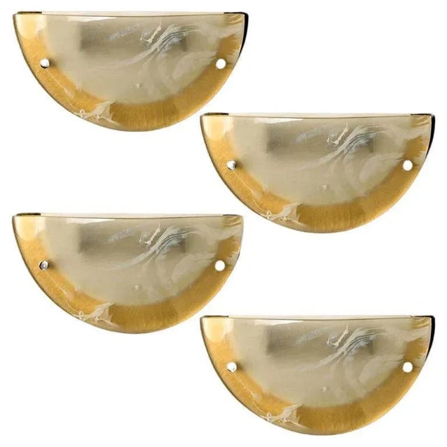 Murano Brass and Glass Wall Light attributed to Egon Hillebrand for Hille, 1975 For Sale - Image 12 of 12