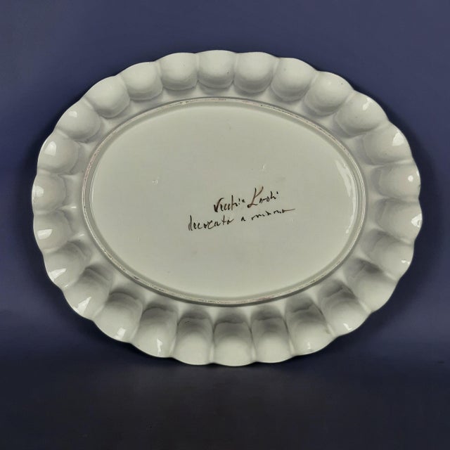 A stunning, large, vintage, white and green ceramic decorative centerpiece, original, with the "Vecchia Lodi" signature on...