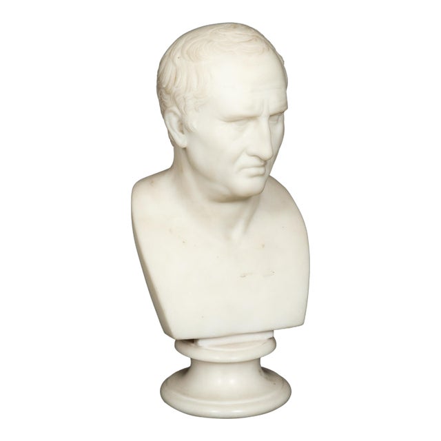 Italian Grand Tour Antique Marble Bust of Marcus Cicero, 19th Century For Sale