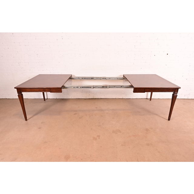John Widdicomb French Regency Louis XVI Walnut Extension Dining Table With Parquet Top, Newly Refinished For Sale In South Bend - Image 6 of 16